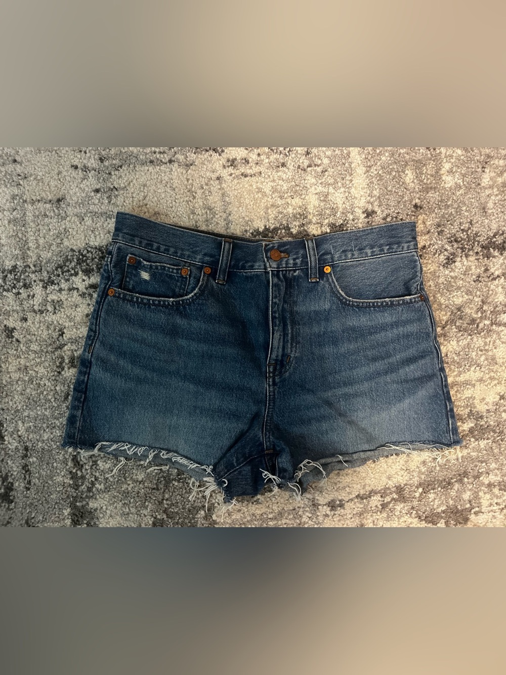Madewell Dark Blue Raw-Hem Denim Cutoff Shorts